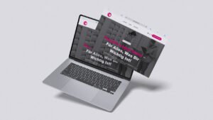 Laptop mockup, a képernyőn a DigitalCrafter által készített honlap látható