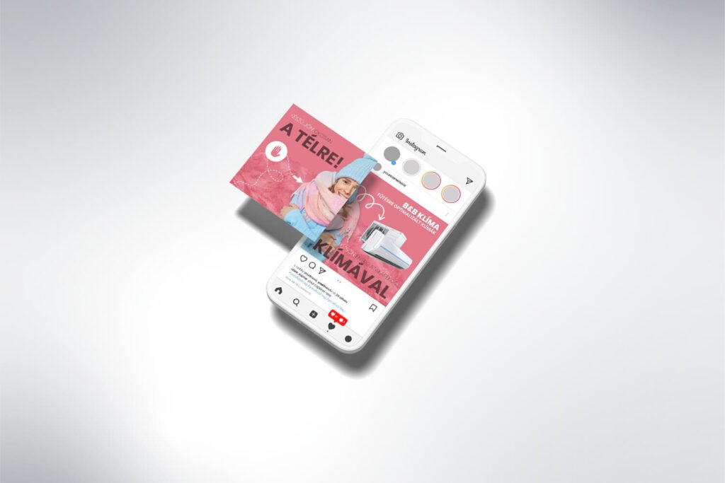 Mobiltelefon kijelzőn instagram hirdetés